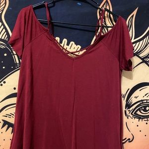 Maroon Off The Shoulder Top